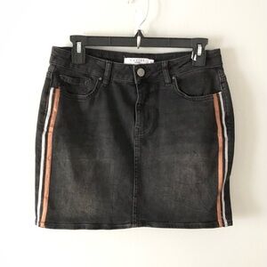 Costes Black Denim Mini Skirt Retro Y2K Streetwear Festival Sporty